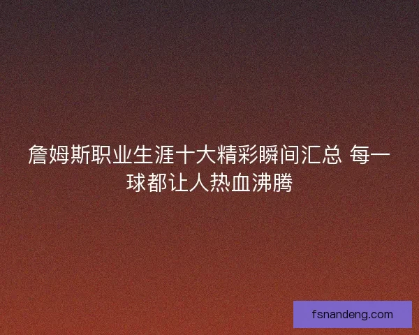 詹姆斯职业生涯十大精彩瞬间汇总 每一球都让人热血沸腾