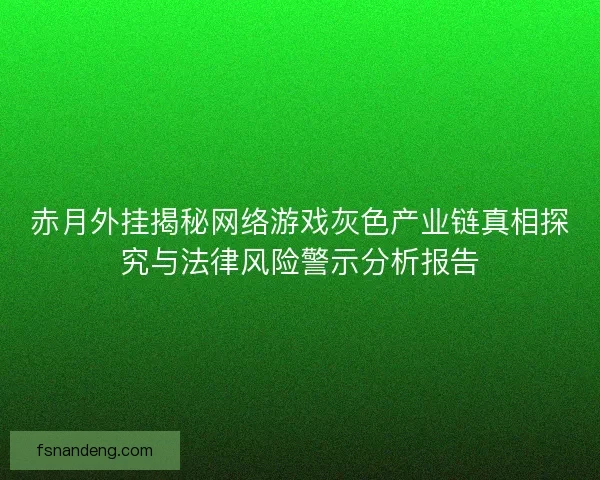 赤月外挂揭秘网络游戏灰色产业链真相探究与法律风险警示分析报告