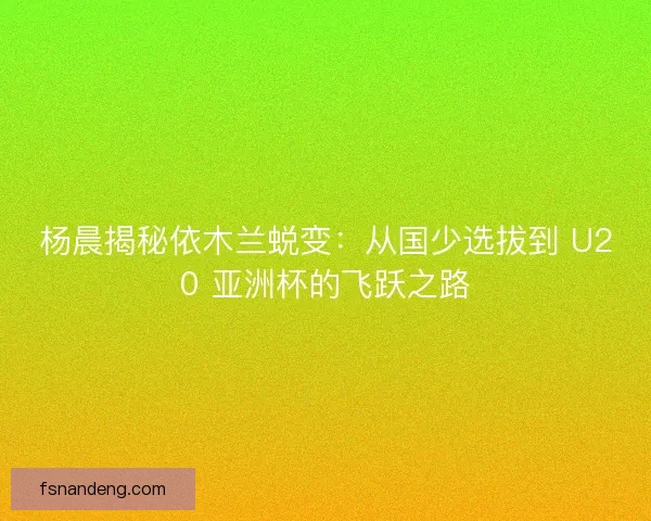 杨晨揭秘依木兰蜕变：从国少选拔到 U20 亚洲杯的飞跃之路